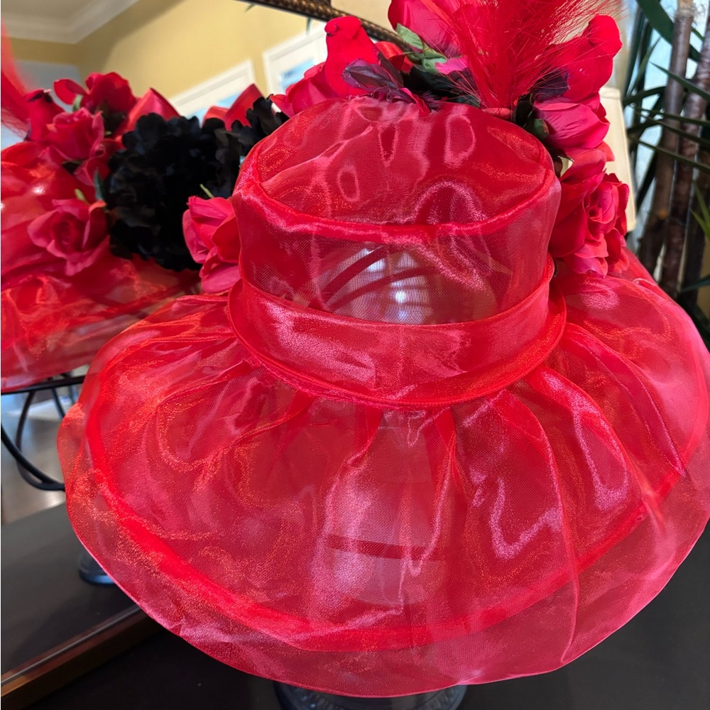 Red Kentucky Derby Hat - Picture 2 of 4
